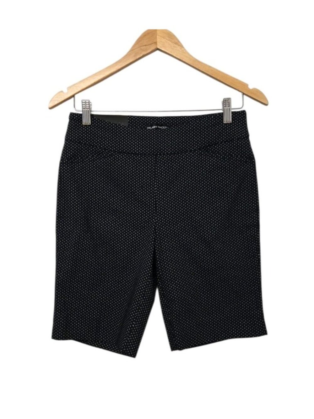 Hilary Radley Size Small Navy Polka Dot Bermuda Shorts Stretch Chino Pull On